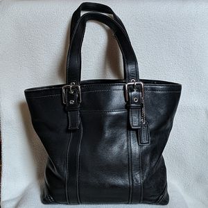 Coach black leather tote